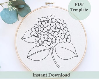 Hydrangea Bouquet Embroidery Pattern, Floral Hand Stitch (PDF Pattern)