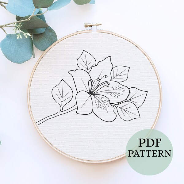 Magnolia Blossoms Embroidery, Beginner Embroidery, PDF embroidery pattern, Floral Embroidery pattern, DIY Hand Embroidery, Digital Download