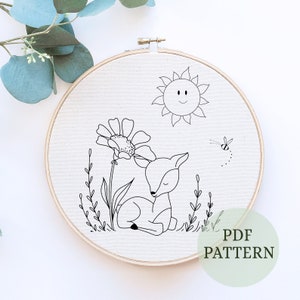 Set of 5 animals embroidery pattern, beginner embroidery pattern, funny bunny embroidery pdf, DIY embroidery, Embroidery PDF, DIY Embroidery