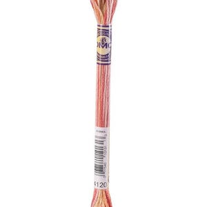 May include: A single skein of embroidery floss in shades of pink, peach, and yellow. The floss is wrapped with a label that includes the brand name and a barcode. The color number 4120 is visible on the label.