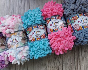 Yarn Alize Puffy Fine plush yarn Puffy Color Fine yarn loops yarn children's yarn baby yarn blanket yarn plaid yarn velvet yarn no hook yarn