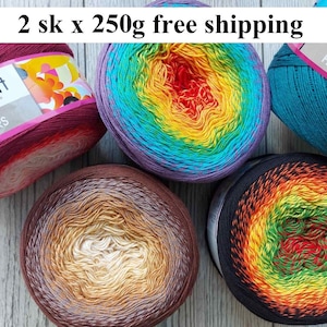 Gradient yarn YarnArt Flowers 2skx250g cakes yarn cotton batik yarn grade yarn gradient cotton gradient grade yarn cotton yarn multicolor
