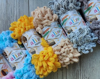 Yarn Alize Puffy plush yarn Puffy Color yarn loops yarn children's yarn baby yarn blanket yarn plaid yarn velvet yarn no hook yarn no needle