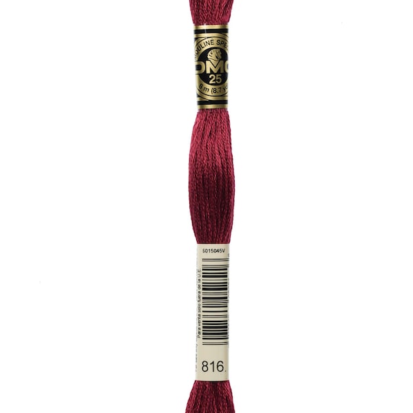 Hilo de bordar de algodón DMC 816, hilo de bordar 100 % algodón, fibra de bordar, hilo de bordar, hilo de bordar, hilo mouliné de algodón, fibra mouliné, hilo mouliné