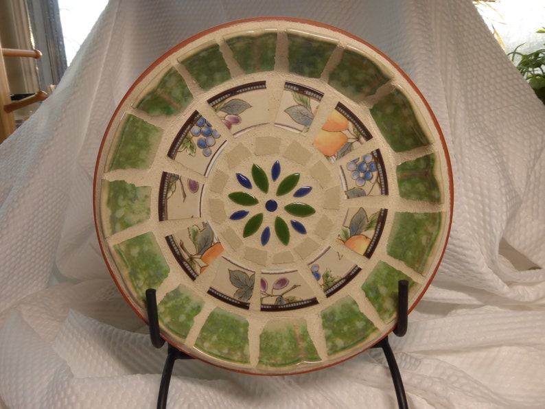 Handmade Mosaic Catch-All Bowl Broken China Tile on Terra Cotta base