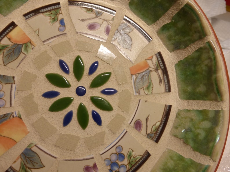 Handmade Mosaic Catch-All Bowl Broken China Tile on Terra Cotta base