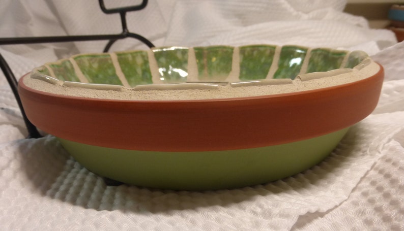 Handmade Mosaic Catch-All Bowl Broken China Tile on Terra Cotta base
