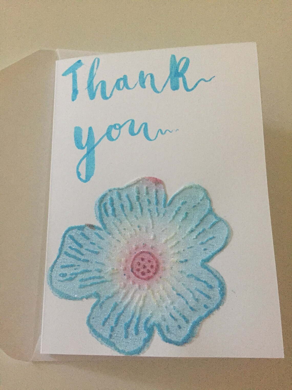 Blue flower thank you card Etsy