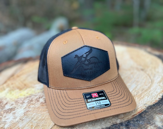 Leather Patch Waterfowl Hat | Duck Hunting Hat | Richardson 112 Trucker Hat | Waterfowl Apparel | Duck Hunter Gift | Downed Wings Waterfowl