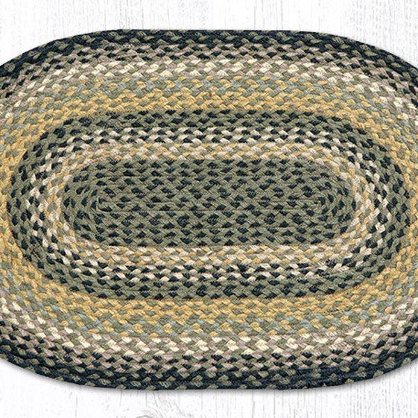 Braided Rug 20 x 30  Forest Green, Black, Gold