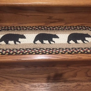 American Bear Print Braided Stair Tread or Table Runner