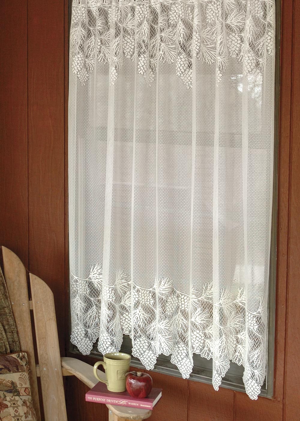 1pc Translucent White Valance With Beads Lace Macrame Curtain Head,  Minimalist Wave Mantle, Rod Pocket Short Valance, For Living Room Bedroom  Window D