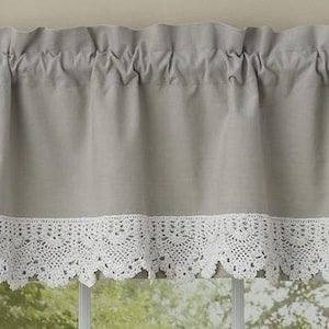 Vintage Style Gray with Lace trim valance