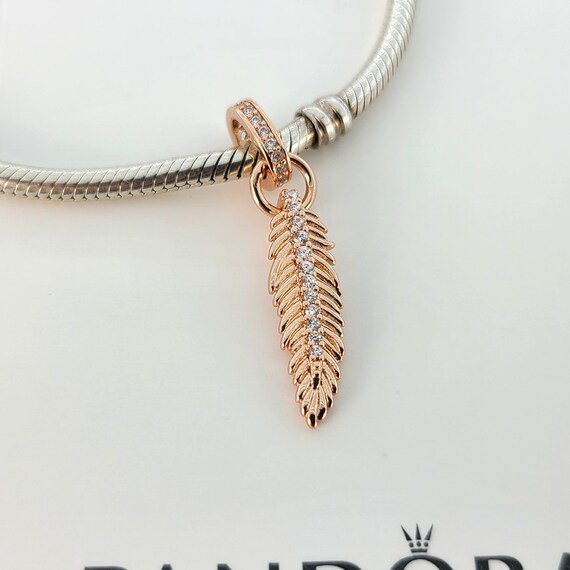 New Rose Gold Plated Sparkling Feather 