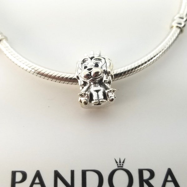 Nouveau charm lion Union Jack ondulé en argent sterling pour bracelet Pandora # 799032C01 avec boîte