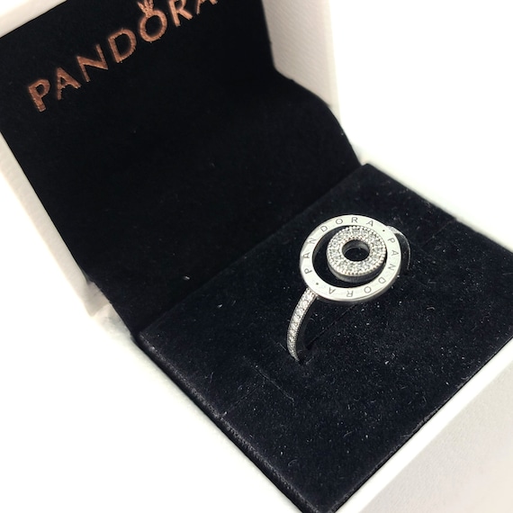 Pandora Signature Logo & Pavé Double Band Ring, Sterling silver