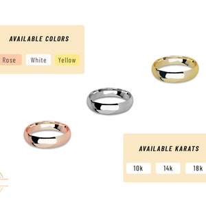 Op de afbeelding: Drie ringen in ros&eacute;-, wit- en geelgoud. De beschikbare kleuren zijn roze, wit en geel. De beschikbare karaat zijn 10k, 14k en 18k. De ringen worden op een witte achtergrond weergegeven.