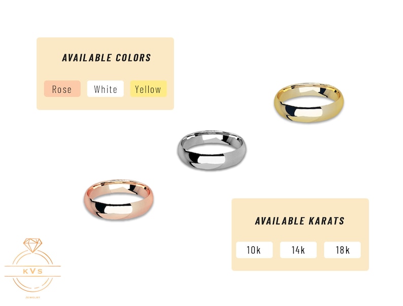 Op de afbeelding: Drie ringen in ros&eacute;-, wit- en geelgoud. De beschikbare kleuren zijn roze, wit en geel. De beschikbare karaat zijn 10k, 14k en 18k. De ringen worden op een witte achtergrond weergegeven.