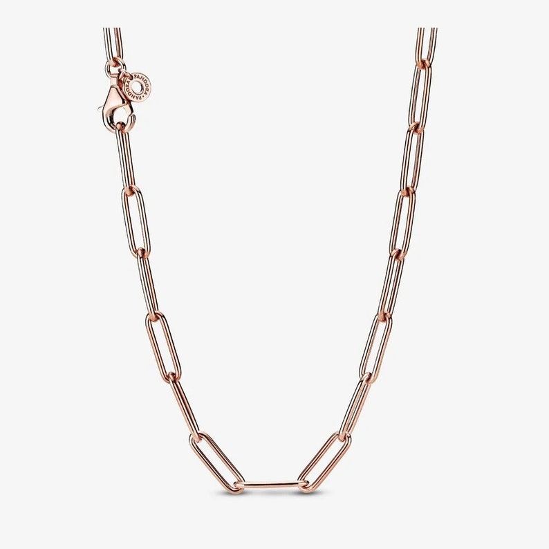 New Pandora Silver 14K Rose Gold Long Link Cable Chain Etsy