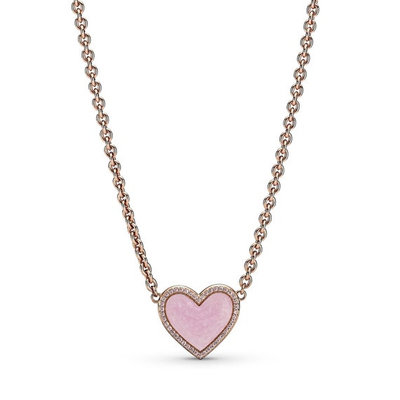Nuevo Pandora Rose™ Gold Pink Swirl Heart Collier Necklace - Etsy España
