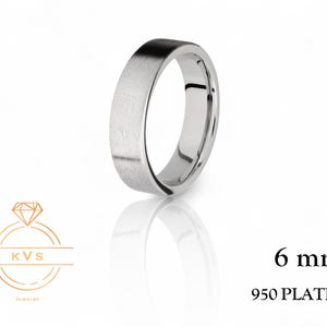 950 Platinum Ring FLAT 6mm Wedding Band Ring - Comfort Fit - ICE MATTE Finish - Platinum Ring -  Womens Mens Wedding Band - Free Engraving