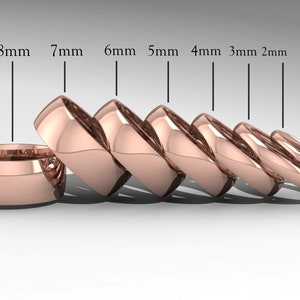14K Pink Gold Low Dome Wedding Band Ring - Comfort Fit - Polished - Solid Rose Gold Ring -  Womens Mens Wedding Band - Free Engraving