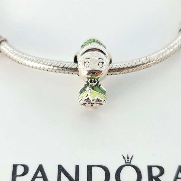New Sterling Silver Disney Parks Princess Tiana And The Frog Charm For Pandora Bracelet # 799510C01 w/Box