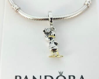 Pandora Silber Disney 100th Jahrestag Donald Duck Anhänger # 792683C01 mit Box
