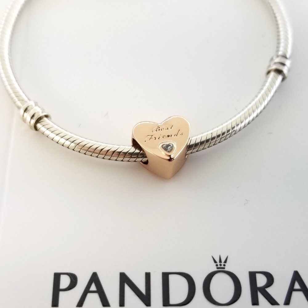 New Rose Gold Plated Friendship Heart Charm for Pandora Bracelet