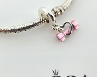 Sterling Silber Hantel & Herz Anhänger für Pandora Armband # 799545C01 mit Box