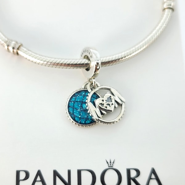 New Sterling Silver Glitter Globe Mom Dangle Charm for Pandora Bracelet # 799368C01 w/Box