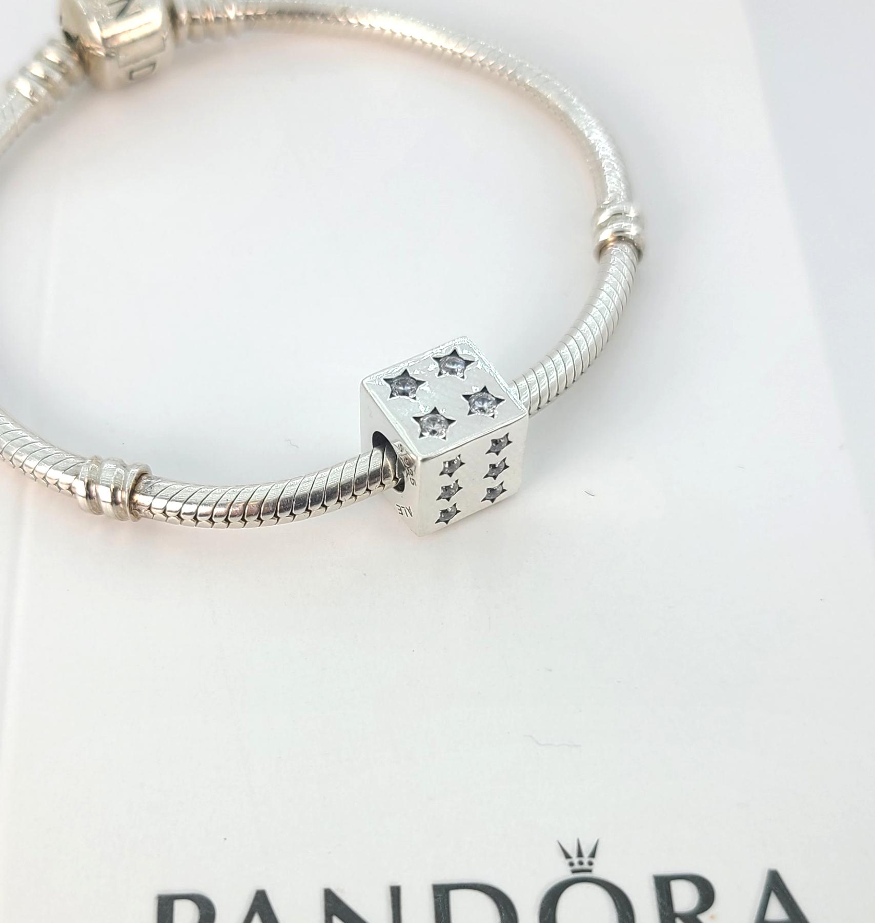 PANDORA Silver & Pink CZ Open Bangle End Cap 796481PCZ