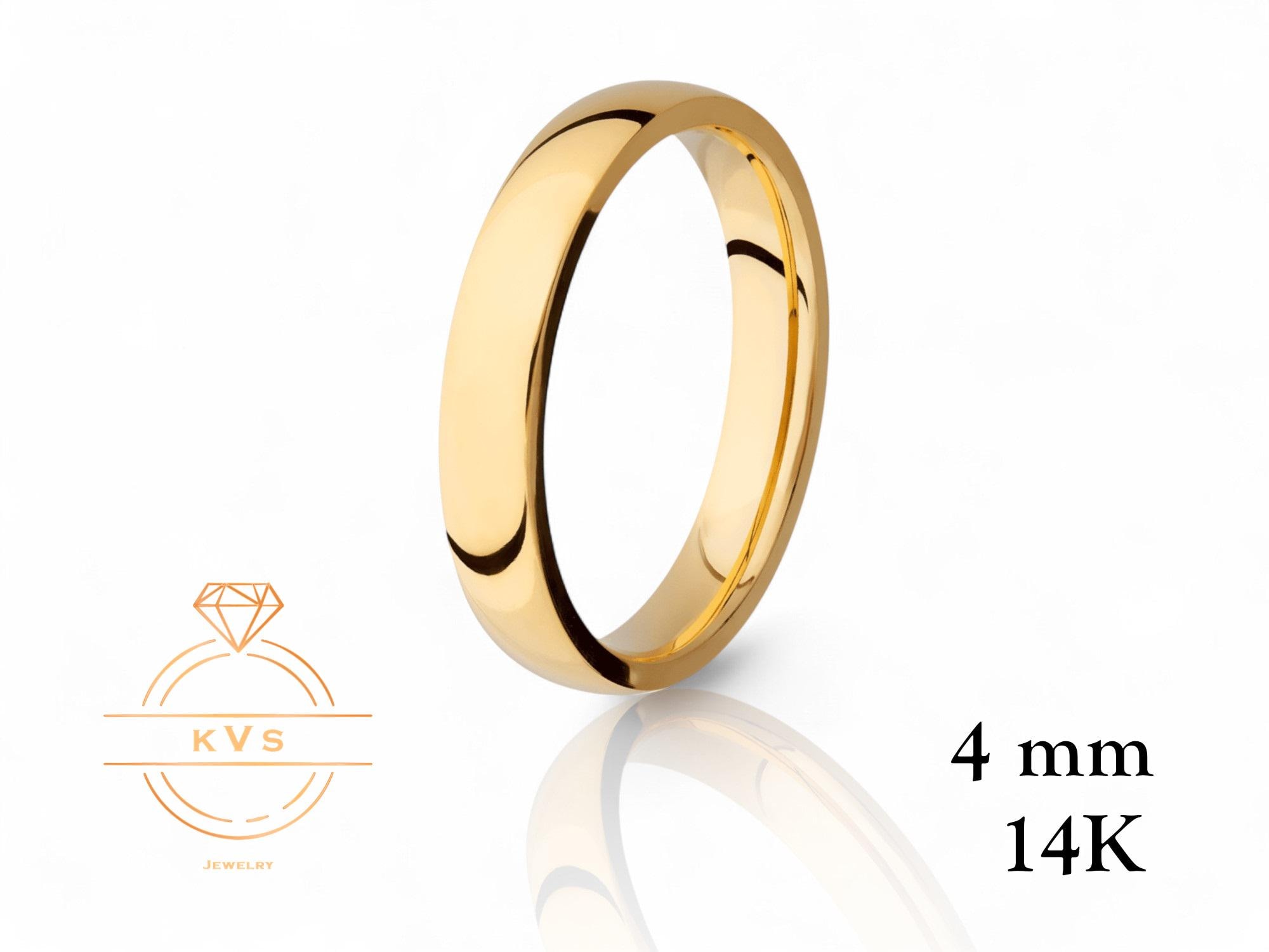 14Kイエローゴールド ロードーム 4mm 結婚指輪リング - コンフォート 
