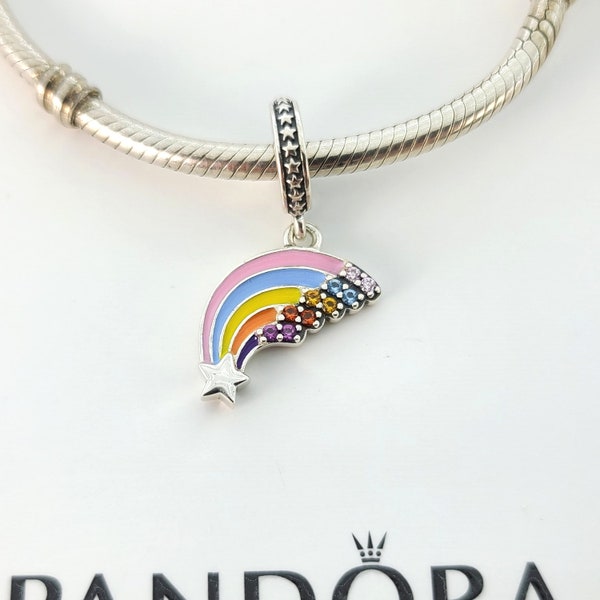 New Sterling silver Colourful Rainbow Dangle Charm For Pandora Bracelet # 799351C01 w/Box