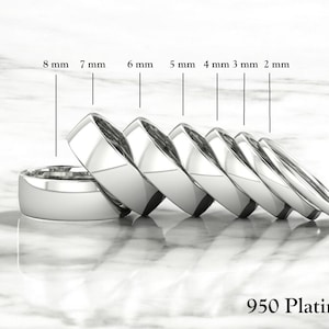 Alliance européenne en platine massif 950 - Coupe confortable polie - Bague classique en platine 950 - Alliance pour homme pour femme, gravure gratuite