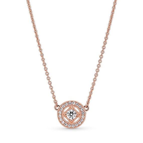 Pandora circle of sparkle necklace rose gold Clearance