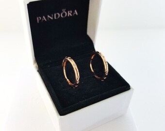 New Pandora Rose Gold Droplets Hoop 