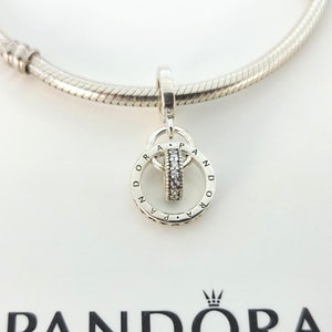 New Sterling Silver Logo Circles Dangle Charm For Pandora Bracelet # 799490C01 w/Box
