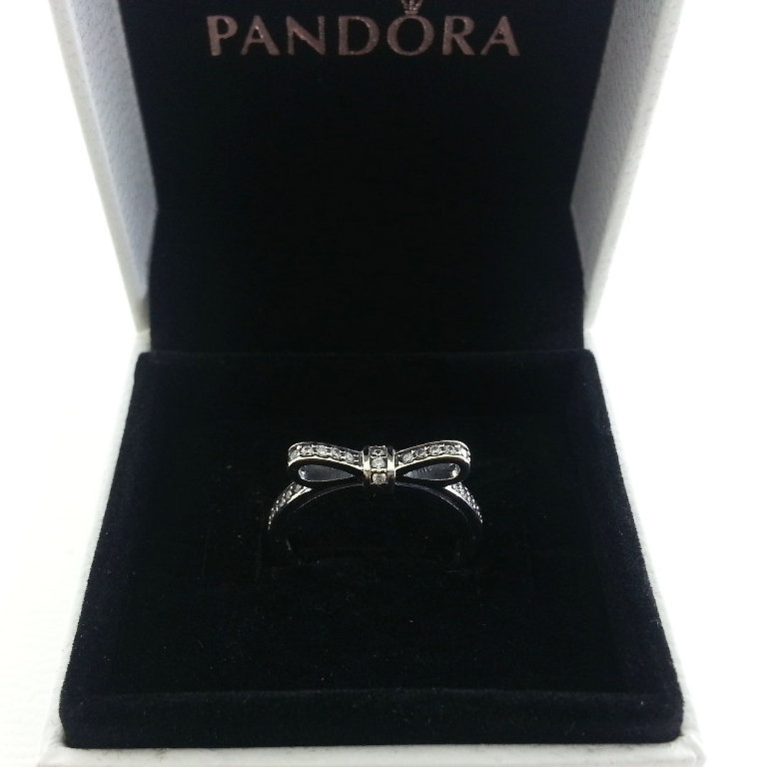 Pandora Ring Sparkling Bow Sterling Silver Ring 190906CZ W/box Size 50 ...