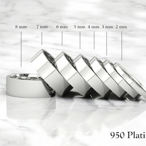 Solid 950 Platinum FLAT Wedding Band Ring - Comfort Fit Polished - Classic 950 Platinum Ring -  Womens Mens Wedding Band Free Engraving