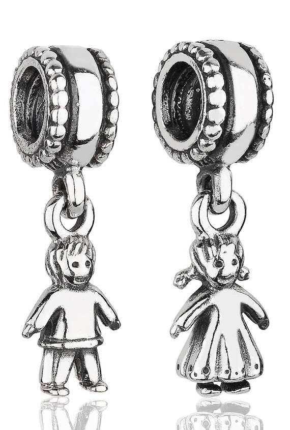 New Pandora Sterling Silver Dangle Boy and Girl Charm 790859 - Etsy