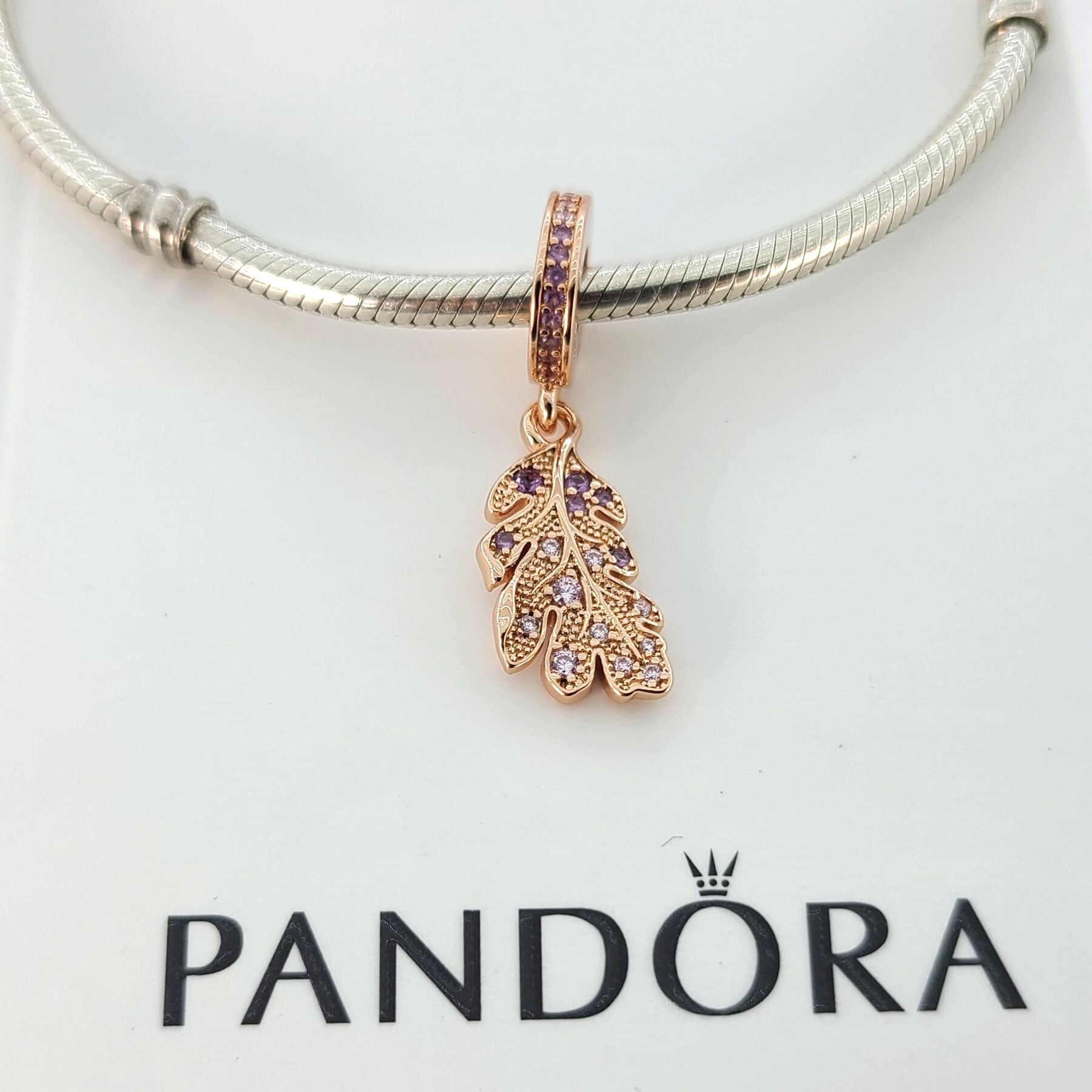 Rose Gold Plated Oak Leaf Dangle Charm 