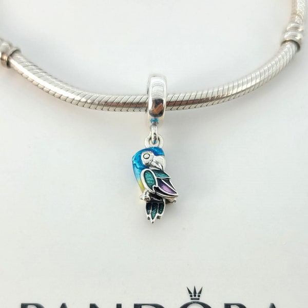 New Sterling Silver Jungle Paradise Parrot Dangle Charm For Pandora Bracelet # 791679C01 w/Box