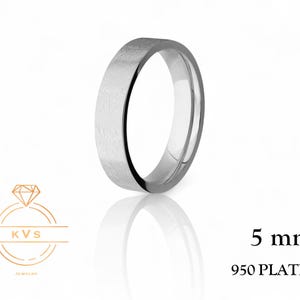 950 Platinum Ring FLAT 5mm Wedding Band Ring - Comfort Fit - ICE MATTE Finish - Platinum Ring -  Womens Mens Wedding Band - Free Engraving