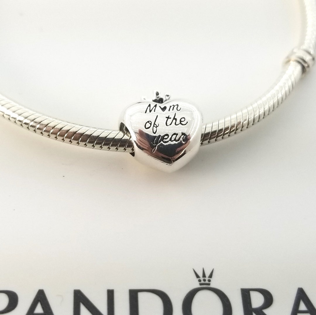 New Sterling Silver Mom of the Year Heart Charm for Pandora Bracelet ...