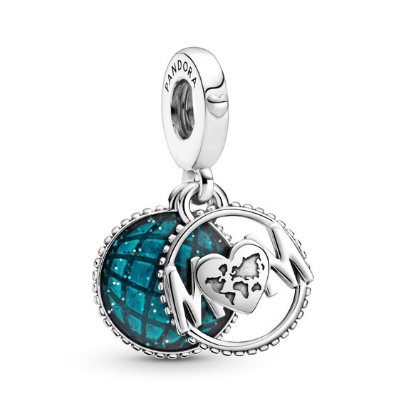 Buy New Sterling Silver Glitter Globe Mom Dangle Charm for Pandora