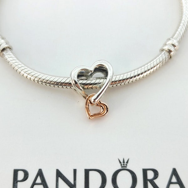 Pandora Rose Vergoldete Zweifarbige Durchbrochene Infinity Herz Anhänger # 782642C00 mit Box