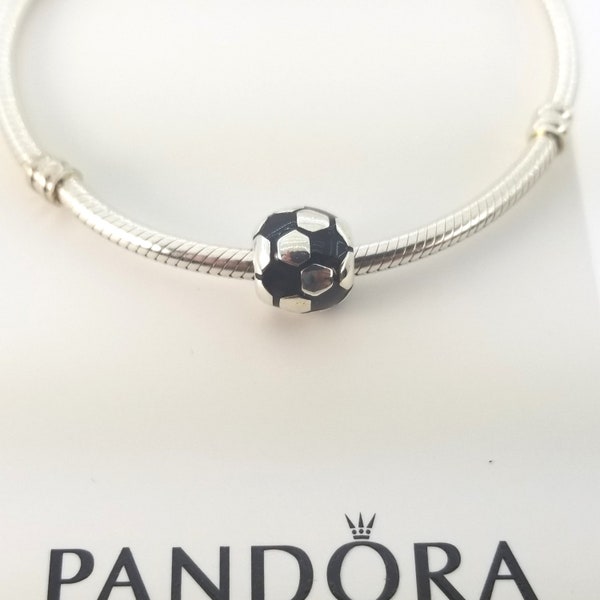 Pandora Black Football Soccer Ball Charm # 790406 - Retired w/Box