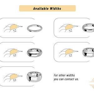 May include: Available widths for a silver wedding band. The widths are 1.4 mm, 1.7 mm, 2.5 mm, and 3.5 mm. For other widths, contact us.