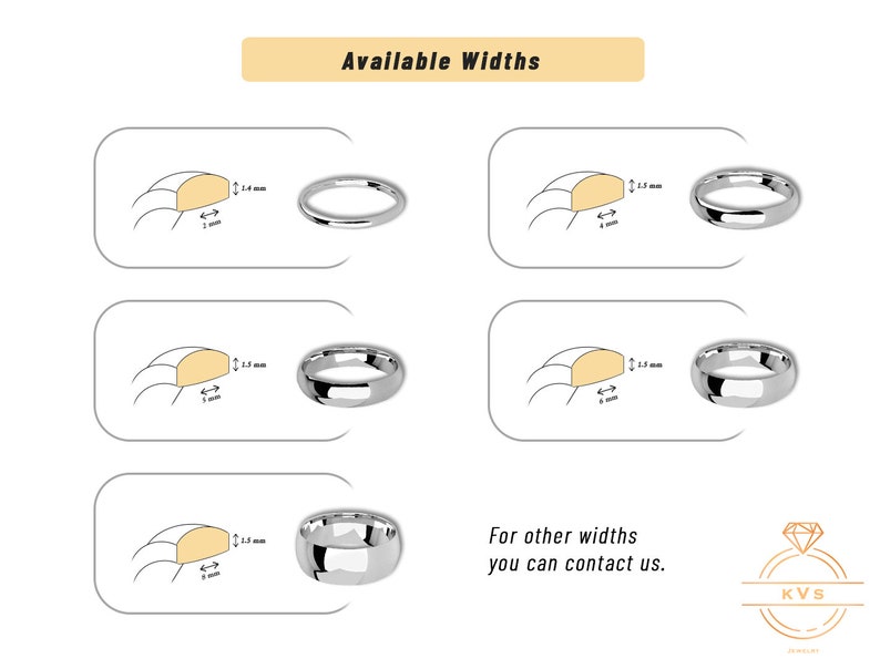 May include: Available widths for a silver wedding band. The widths are 1.4 mm, 1.7 mm, 2.5 mm, and 3.5 mm. For other widths, contact us.